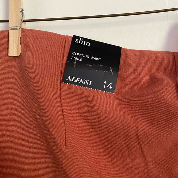 Nwt Alfani Slim Comfort Waist Core Fringe Pants Size 14 Cedar Chest - Picture 6 of 6